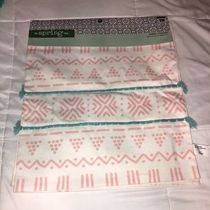 72” 100% cotton table runner in white pink &  blue